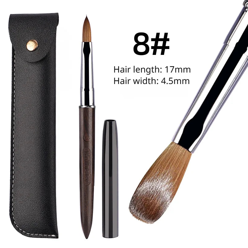 Crimped Kolinsky Nail Brush With Sandalwood Handle