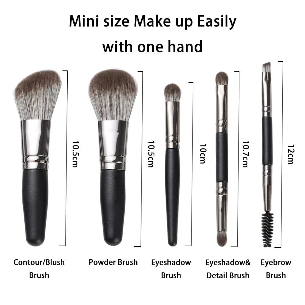 Portable Mini Makeup Brush Set Travel Friendly Professional Eyes Lips Blush