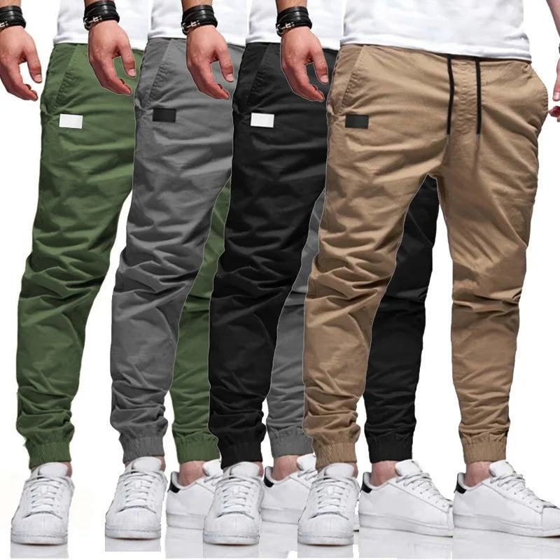 Men's Slim Jogger Pants With Cargo Pockets Casual Sportswear