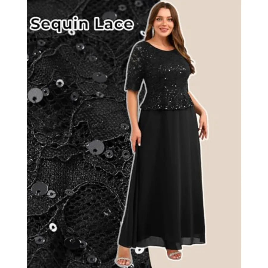 Mother Of The Bride Sequin Lace Bodice Formal Gown