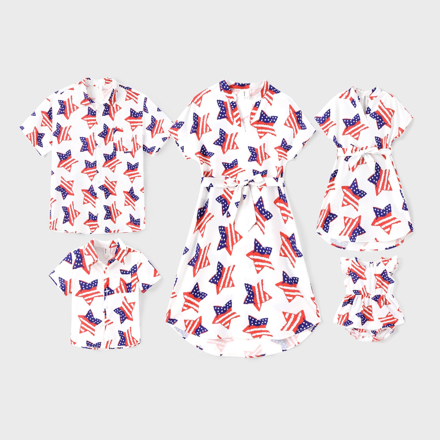 PATPAT Independence Day Family Matching Outfits Star Print Set