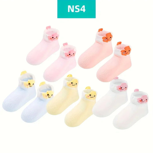 NONECN Unisex Cotton Non Slip Baby Toddler Socks Floral Print
