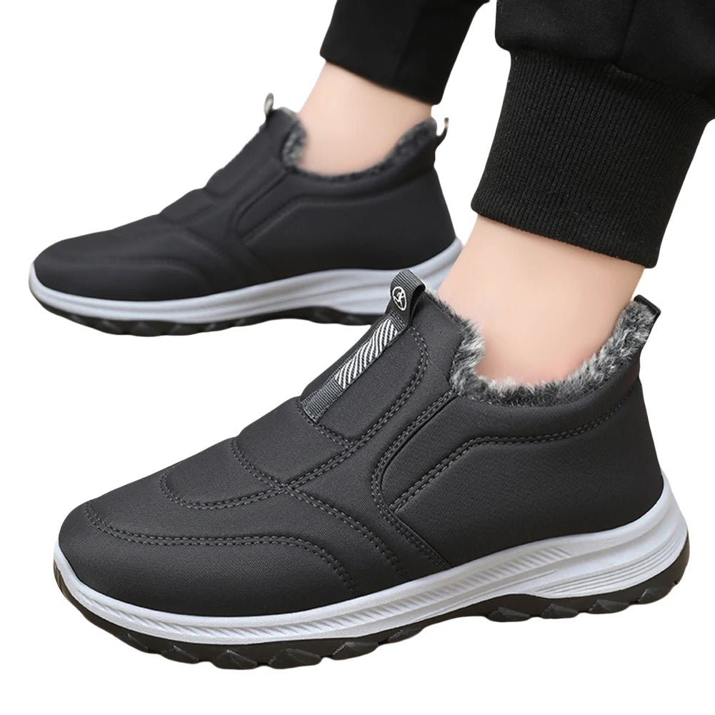 Warm Winter Walking Shoes Mens Thermal Ankle Boots Non Slip Slip On Sneakers