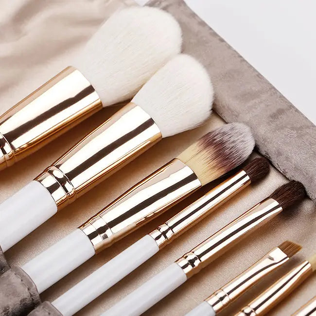 Wool Makeup Brush Set With Wood Handles Professional Tools
