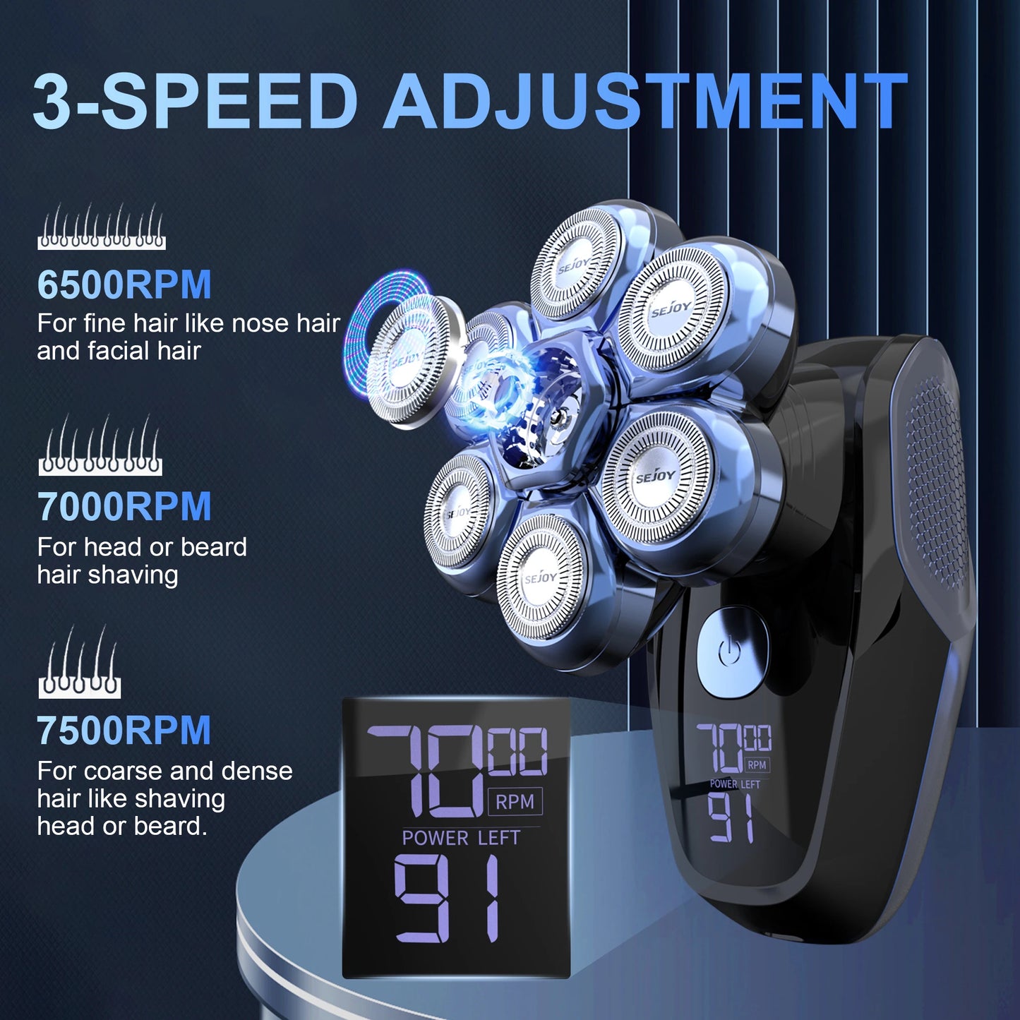 Sejoy 6 In 1 Electric Razor For Bald Men Nose Hair Trimmer Waterproof