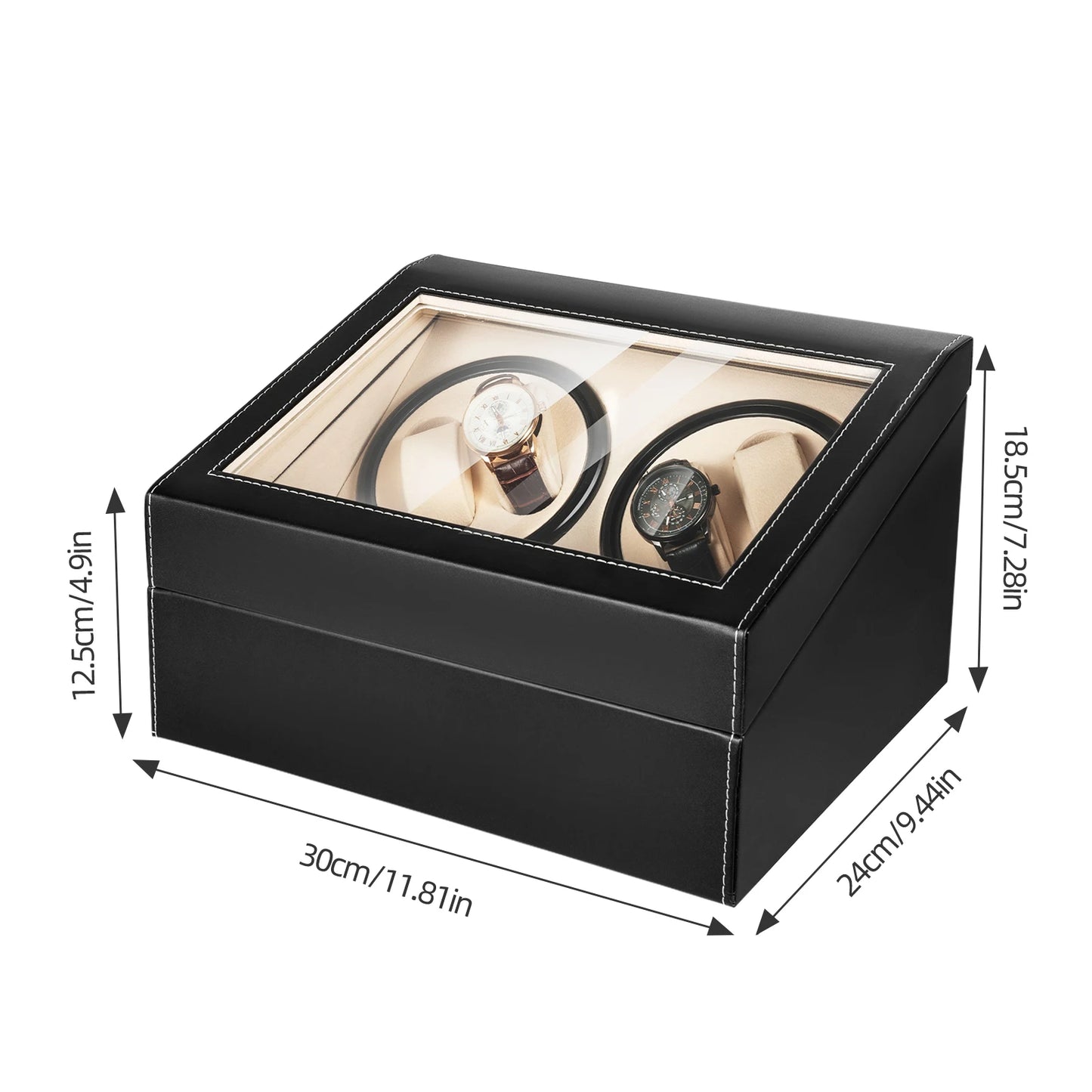 Automatic Watch Winder Box In PU Leather Jewelry Display Case