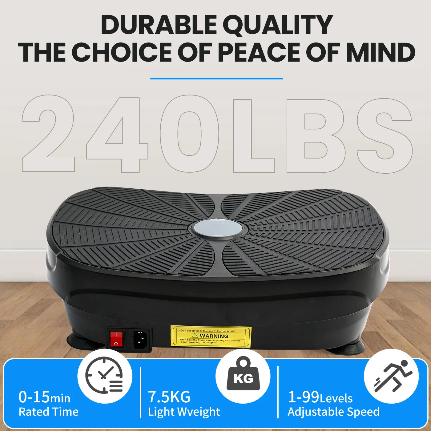 Vibration Plate Exercise Machine Portable Full Body Workout Fitness Platform Weight Loss with Resistance Bands 9 Preset Modes