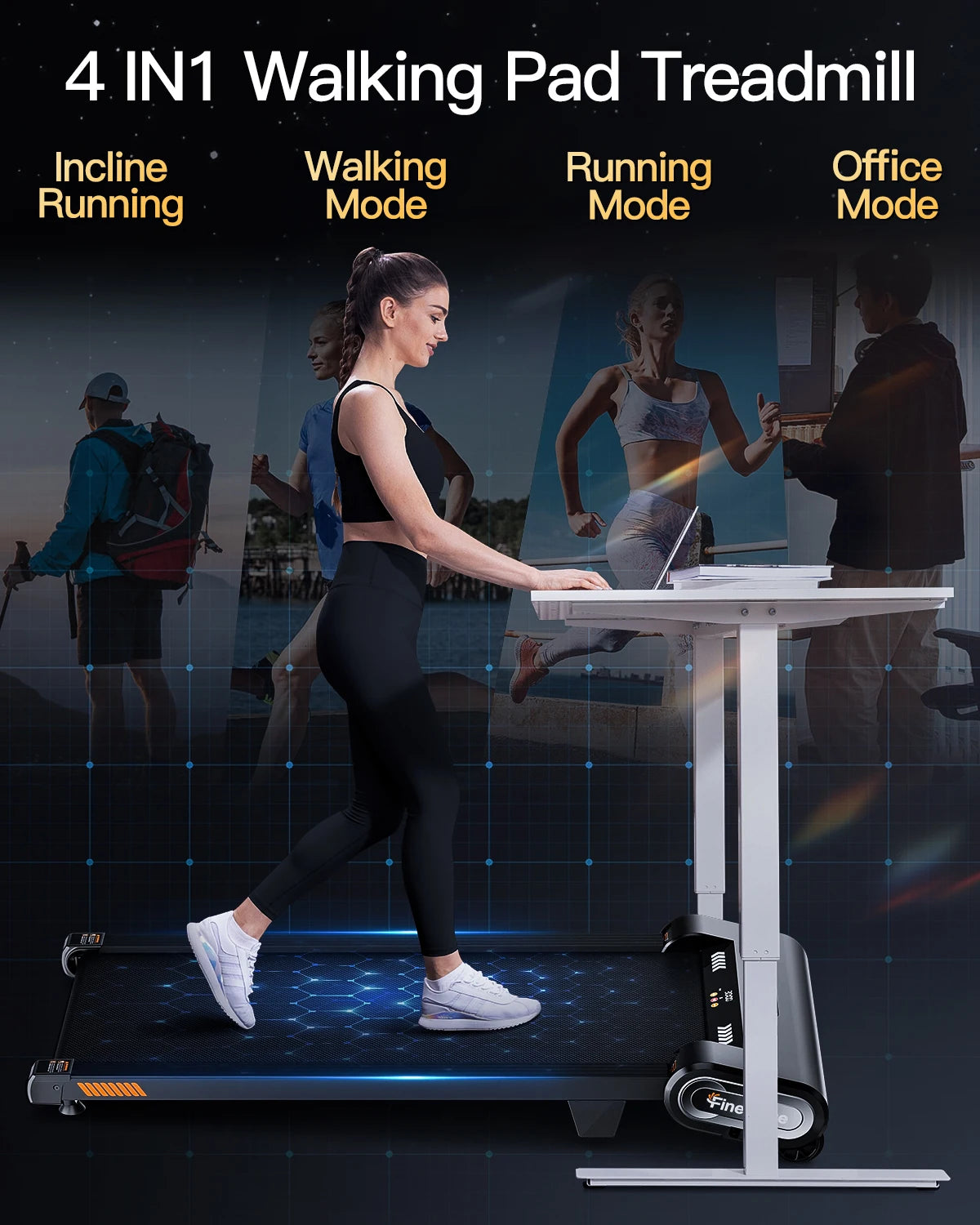 AKLUER Under Desk Treadmill With Auto Incline 2.5HP For Home Office