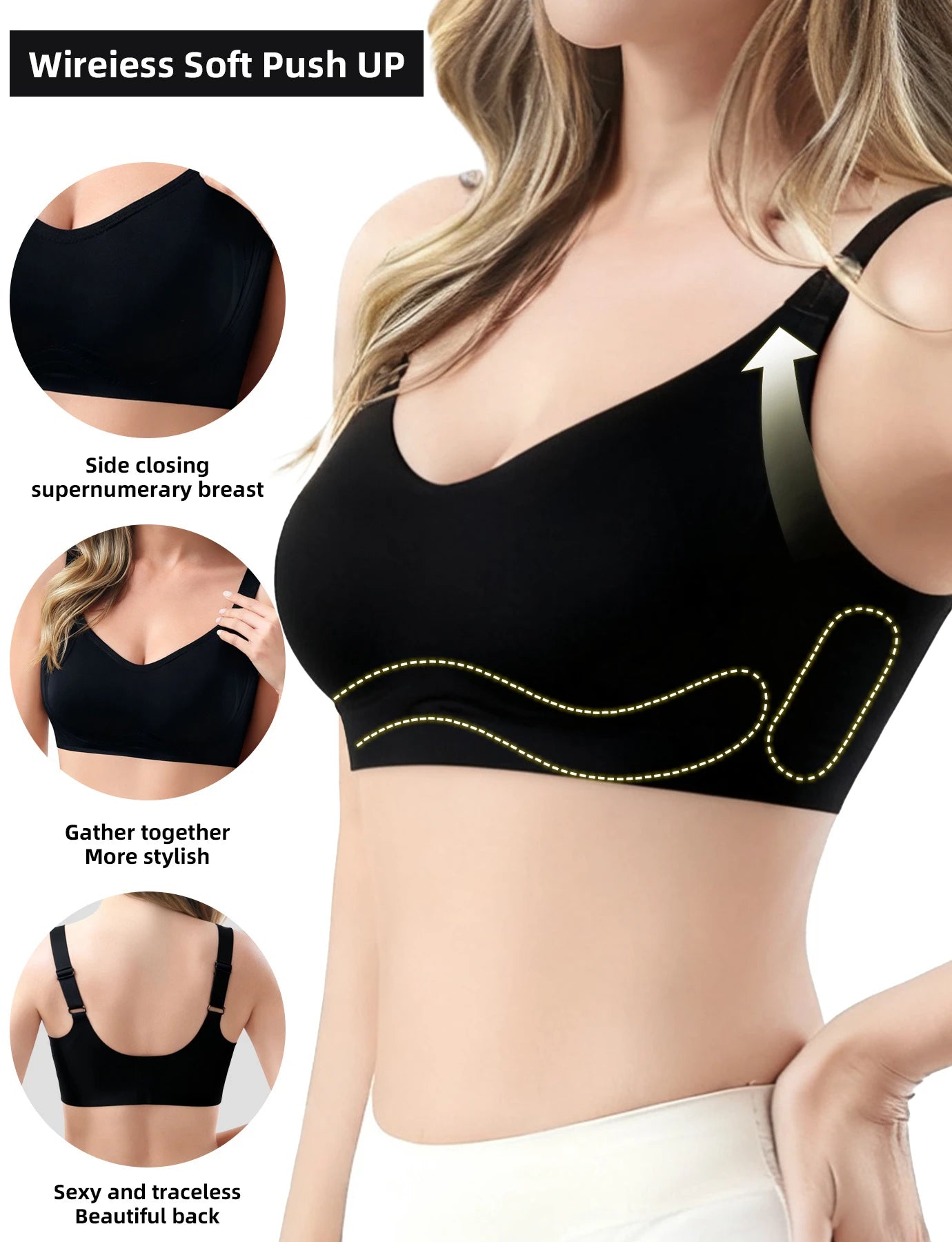 7 pcs of Color Women's Seamless Wireless Sports Bras - Soft Stretchy Push-Up Design with Removable Padding Everyday Basic Bras