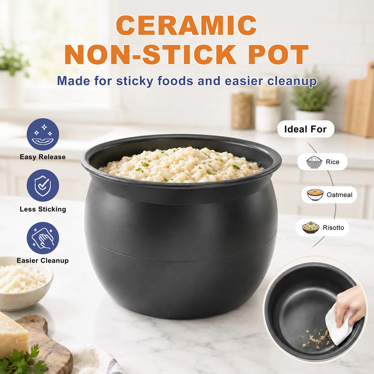 6 Qt Electric Pressure Cooker , Dual Inner Pots, Stainless Steel Pot and Non-Stick Pot, 12 Preset Cooking Programs with IMD Touchscreen, Slow Cook, Rice Cook, Steam, Black