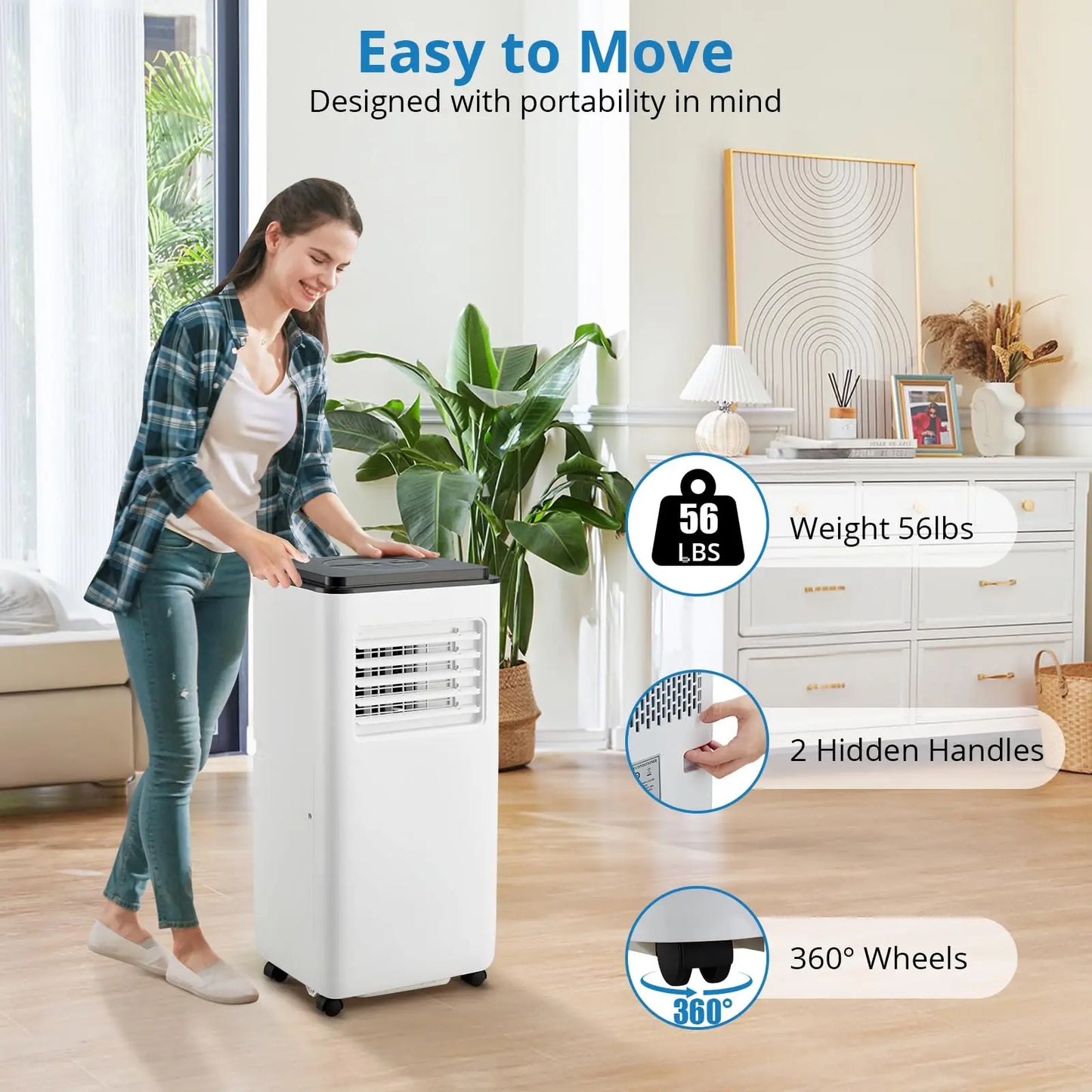 10000 BTU Portable Air Conditioner With Remote For Rooms