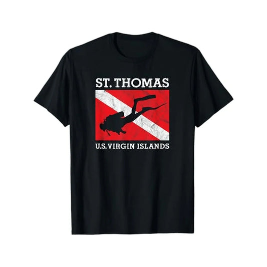 Vintage St Thomas USVI Dive Flag T Shirt With Print