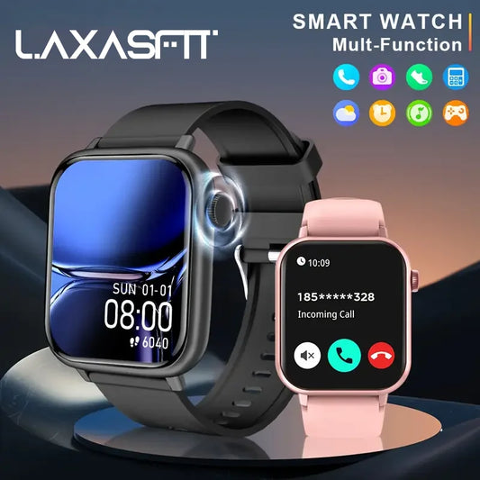 LAXASFIT Waterproof Smartwatch With Bluetooth Calling And Voice Assistant Features