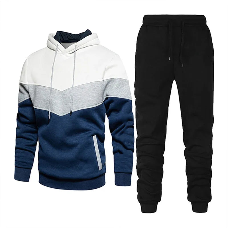 NONECN Men's Sports Hoodie And Pants Set Mandarin Collar Zipper