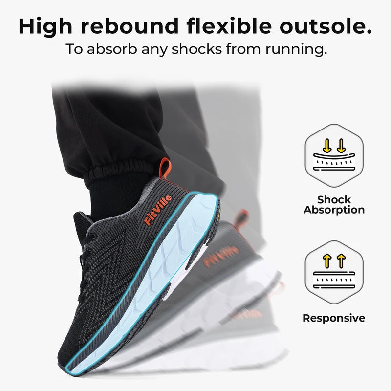 FitVille Men's Wide Toe Box Cushioned Non Slip Running Shoes