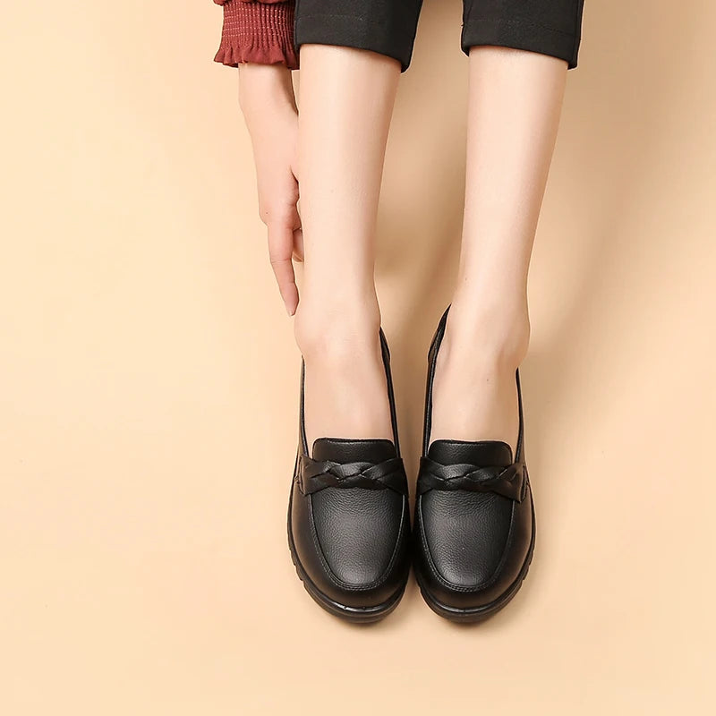 Women Slip On Work Flats With Braided Detail Cushioned Insole