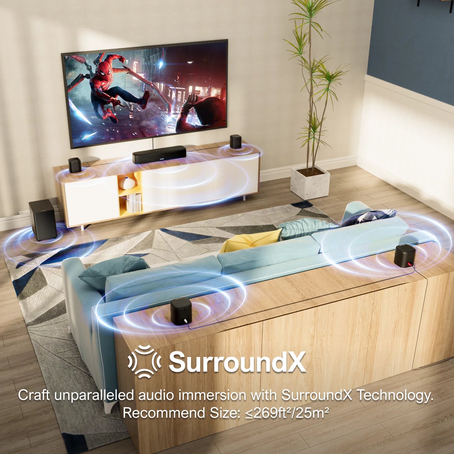 ULTIMEA 7.1 Channel Surround Sound Bar System With Four Speakers