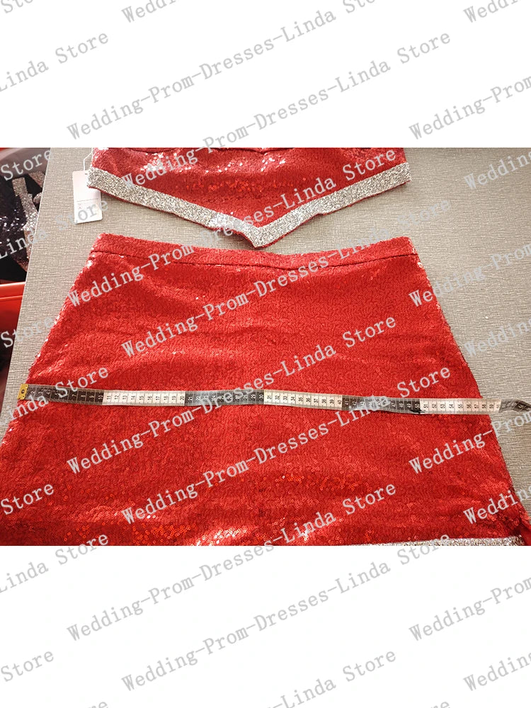 Built-In Bra Sequin Two Piece Cocktail Dress