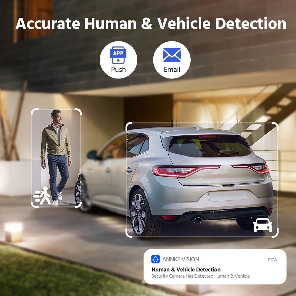 ANNKE 6MP Dual-Lens Security Camera 180° Panorama Turret Camera Color Night Vision Human/Vehicle IP67 ONVIF Security CCTV Camera
