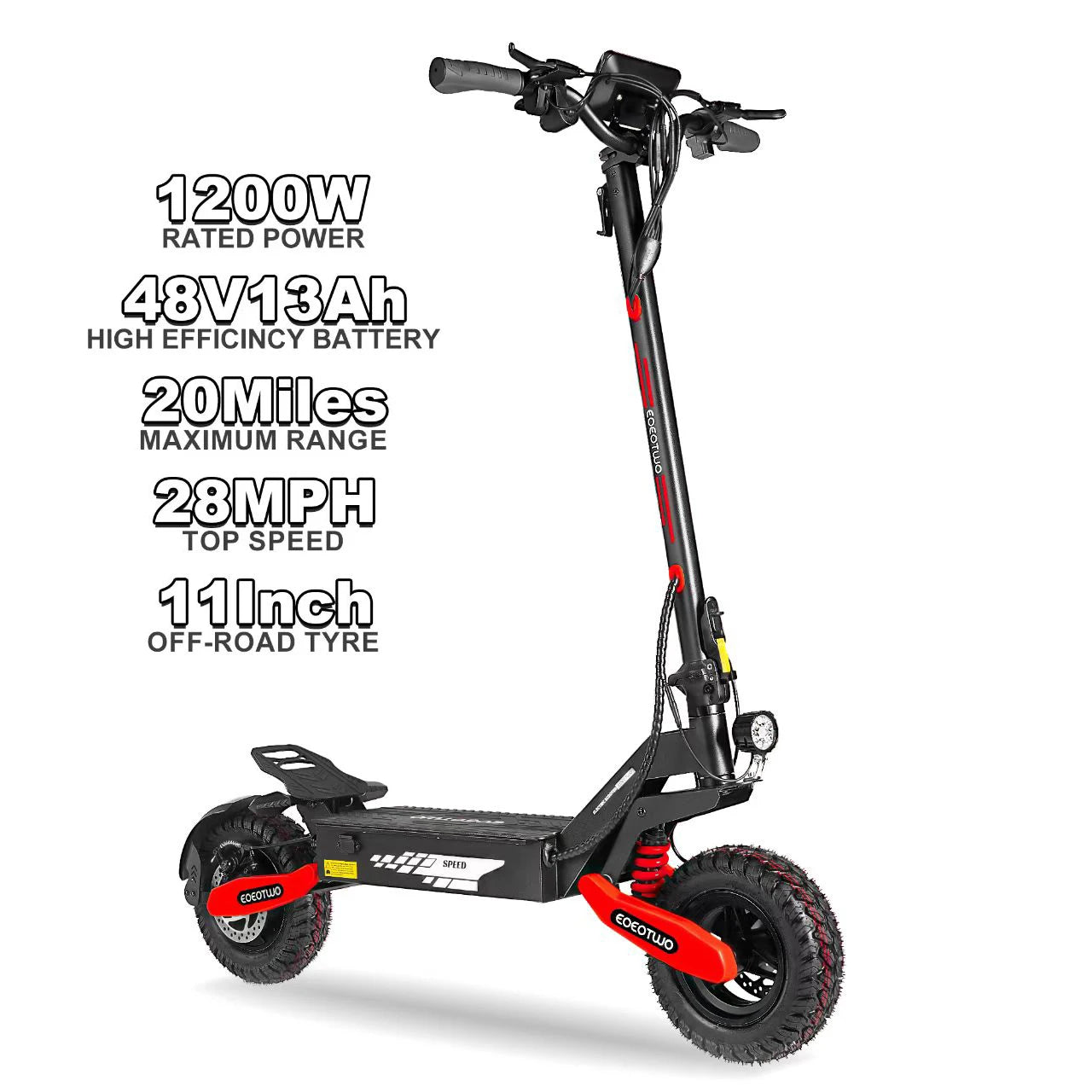 EOEOTWO 1200W Off Road Electric Scooter 48V Long Range 30MPH