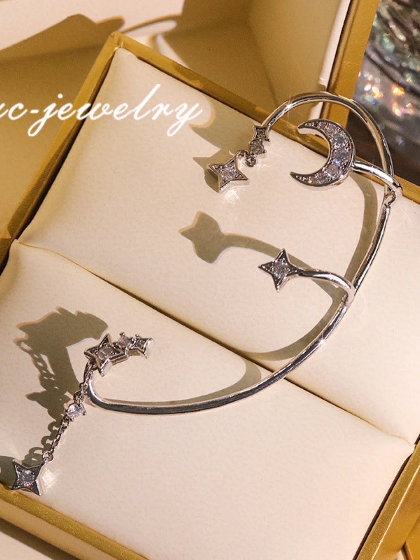 Silver Plated Metal Leaf Butterfly Clip Earrings For Women Zircon Ear Cuff
