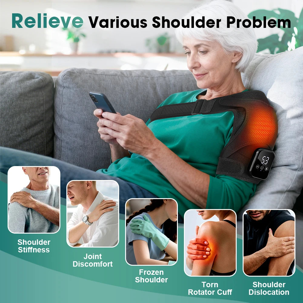 Hailicare Electric Heating Shoulder Brace With Vibration Massage Hot Compress