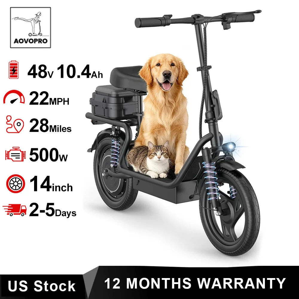 AOVOPRO Electric Scooter For Adults 500W Motor 28 Mile Range