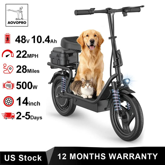 AOVOPRO Electric Scooter For Adults 500W Motor 28 Mile Range