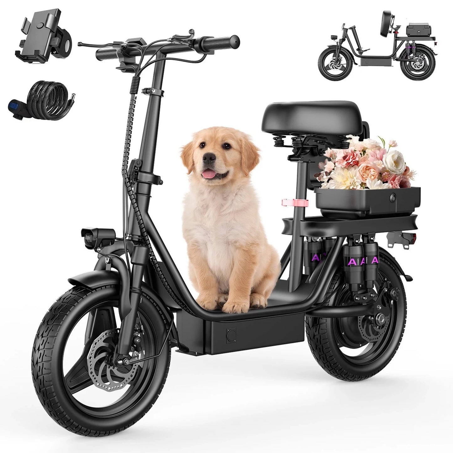 UPlee GQ8 Folding Electric Bike For Adults 48V 15Ah Battery