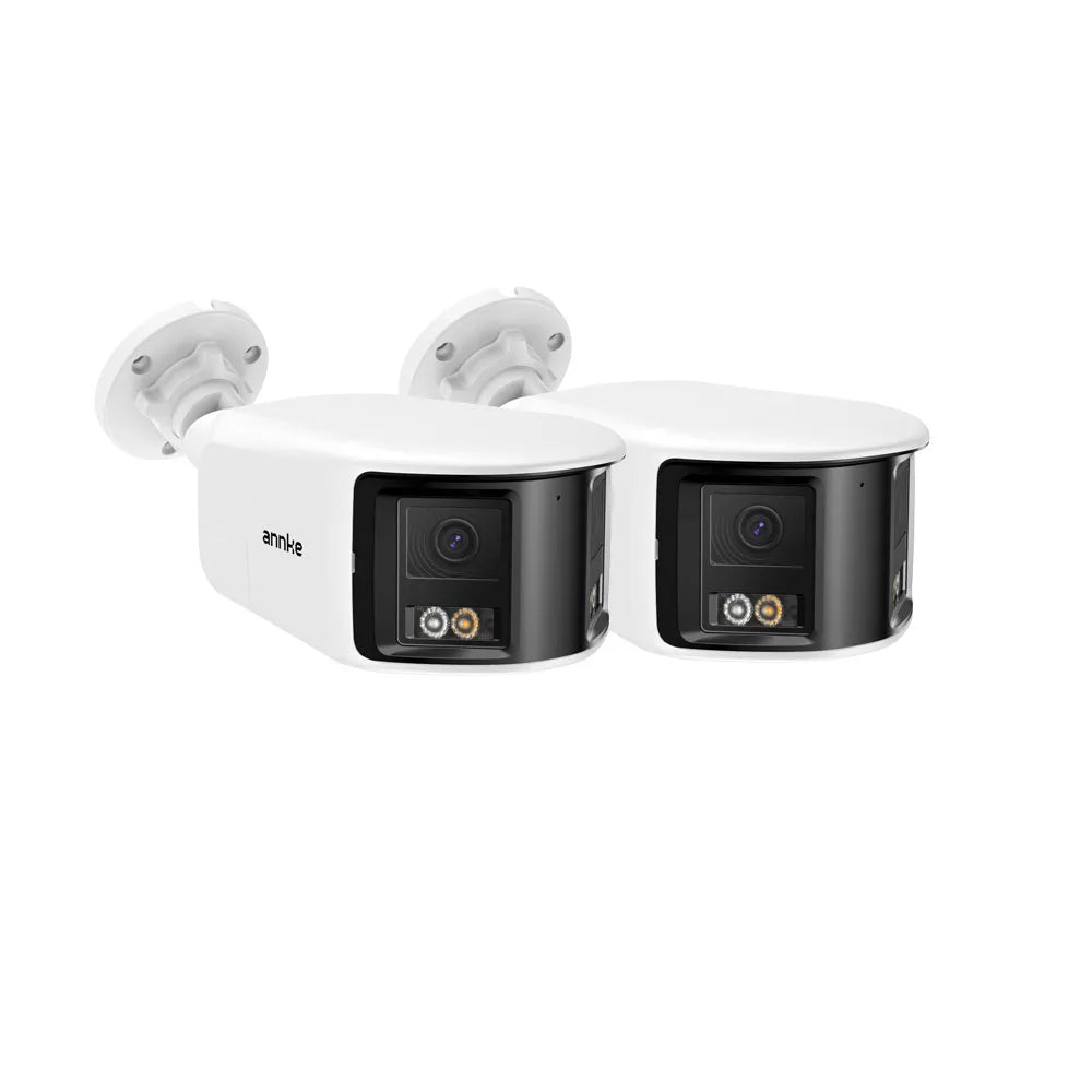 ANNKE 6MP Dual-Lens Security Camera 180° Panorama Turret Camera Color Night Vision Human/Vehicle IP67 ONVIF Security CCTV Camera