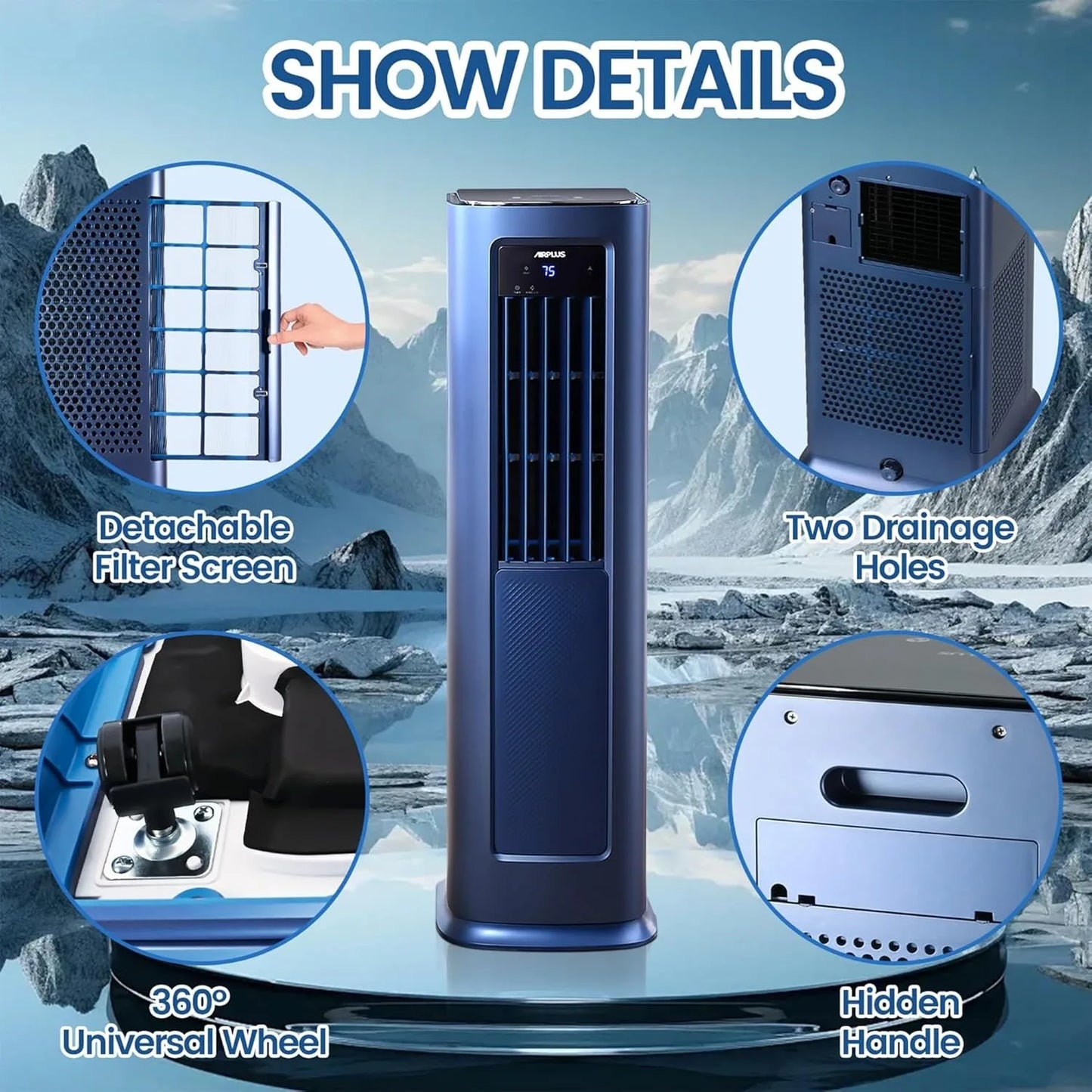 AIRPLUS Smart Portable Air Conditioner for Bedroom With Dehumidifier