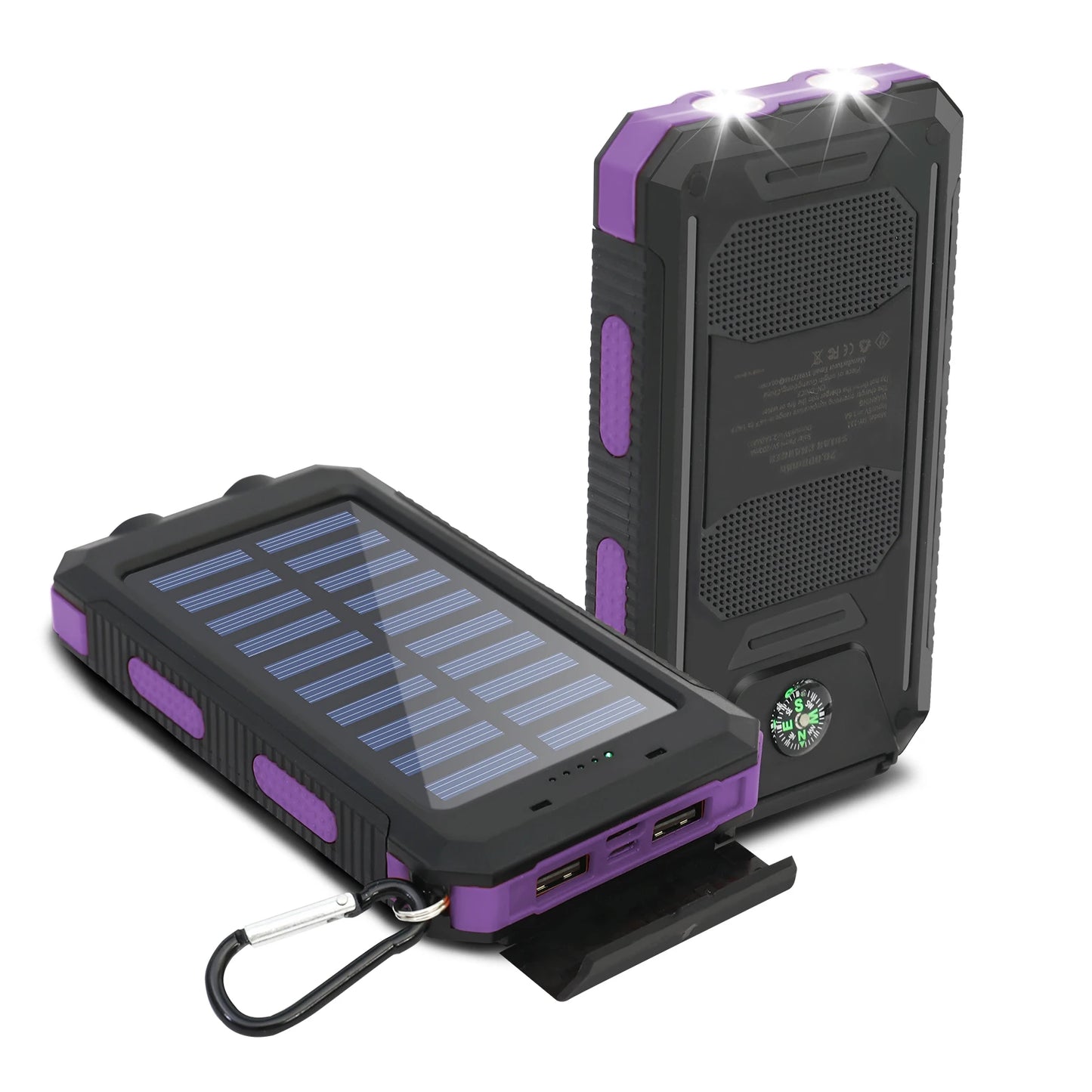 20000mAh Solar Charger Waterproof Portable Power Bank With Dual USB Ports LED Light For Outdoor Camping