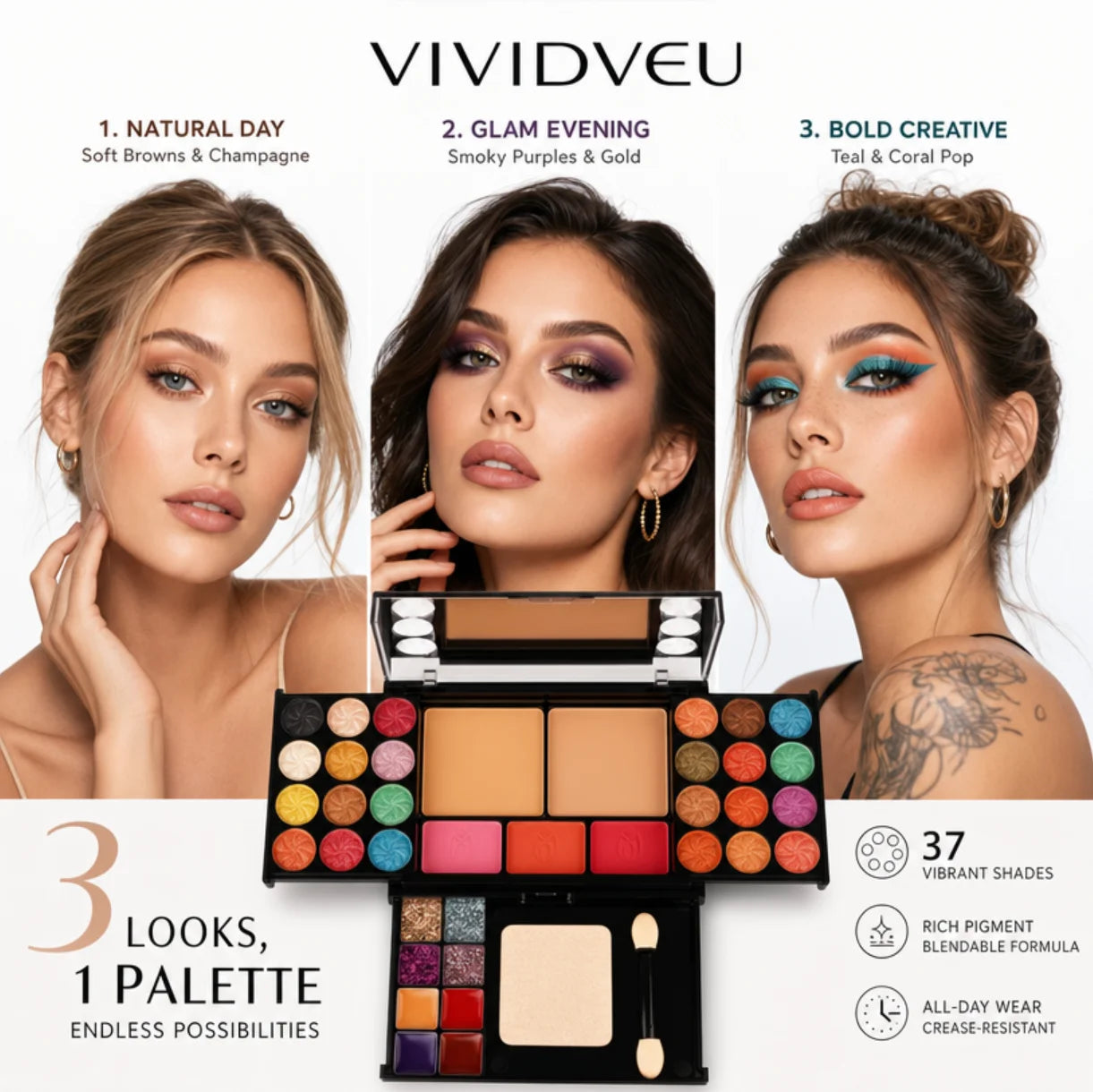 Multifunctional Makeup Set With Mirror For Beginners
