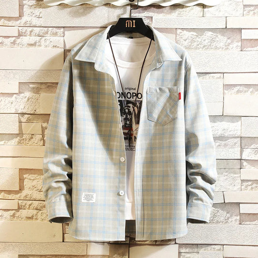 Men's Plaid Shirt With Button Pocket Long Sleeve Casual Wear
