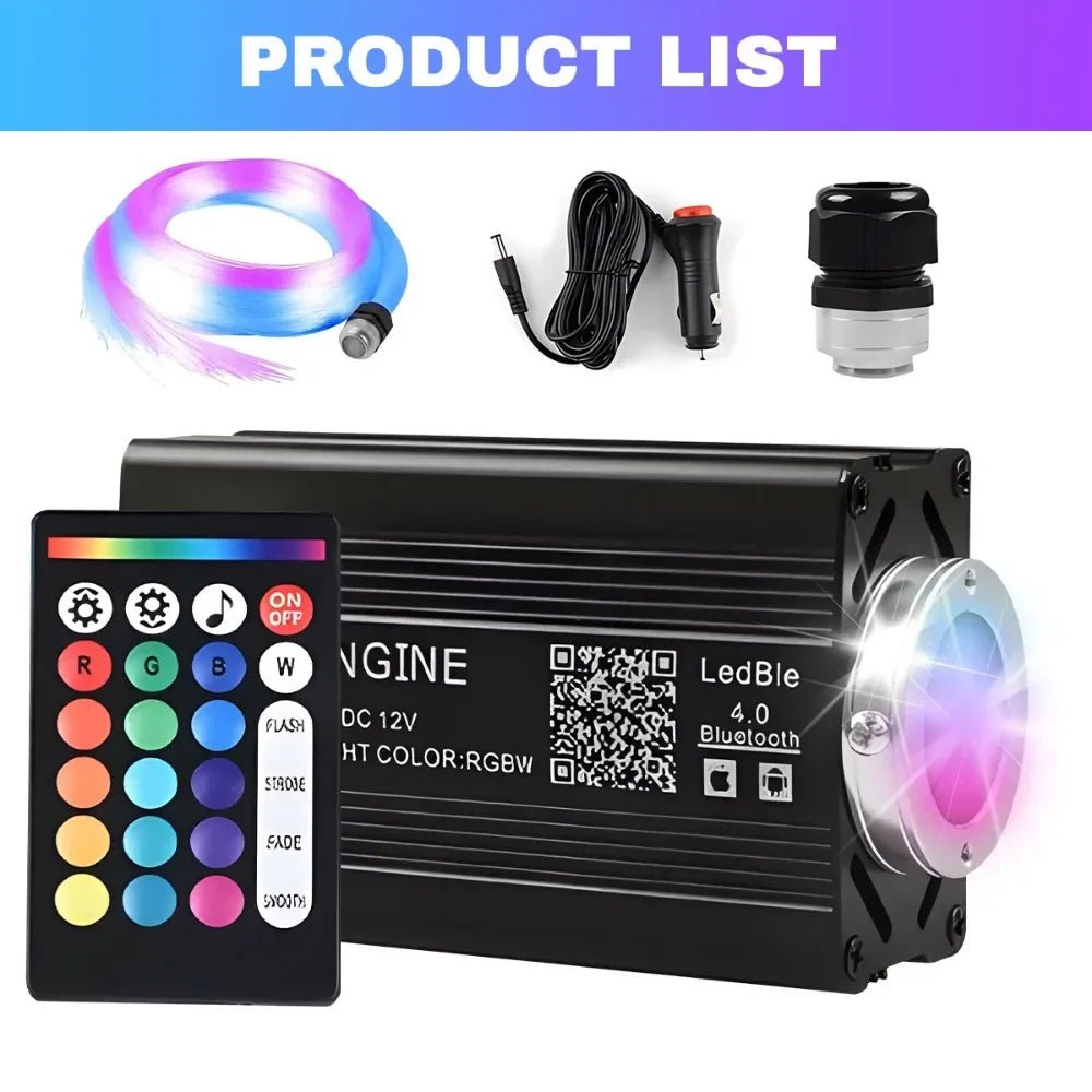 Car Star Light Fiber Optic Kit 12W RGB LED MeteorLight
