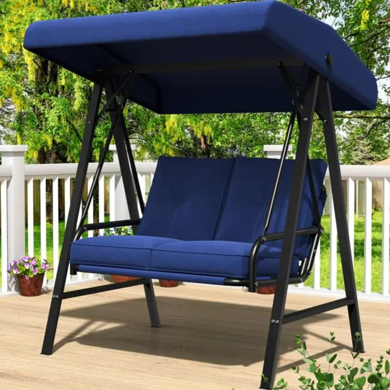General Use Outdoor Porch Swing Chair With Canopy And Cushions