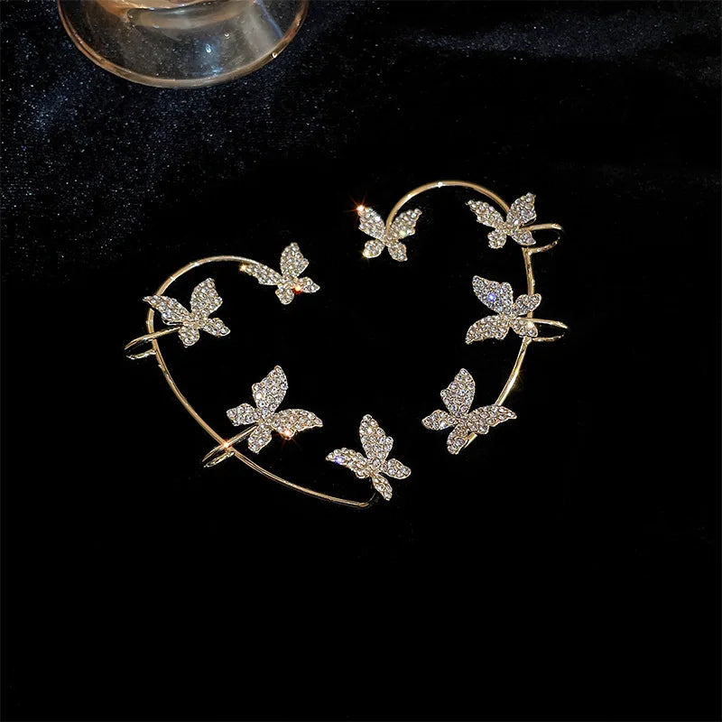 Clip Earrings Star Butterfly Crystal Tassel Zircon Fashion Jewelry