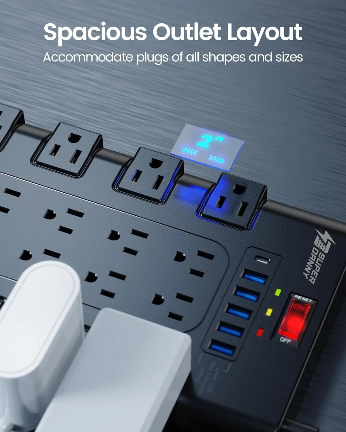 Power Strip With USB Ports And Surge Protector For Office