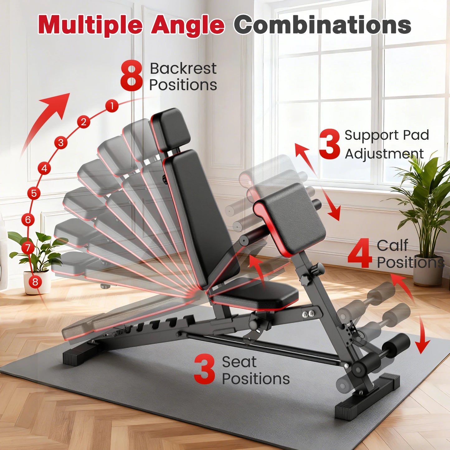 Adjustable Foldable Dumbbell Bench and Roman Chair for Home Gym