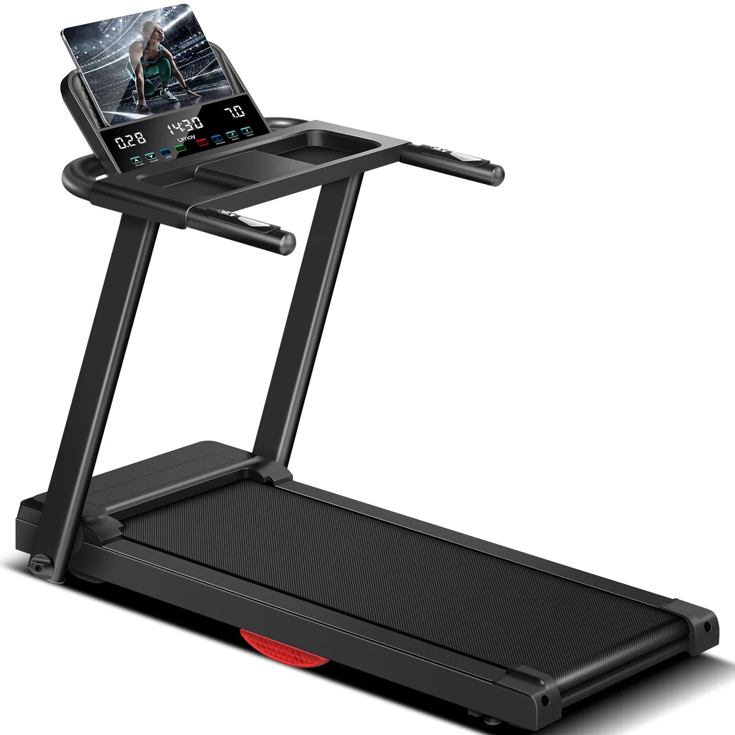 None Driving 3.0HP Brushless Foldable Home Treadmill with HR Monitor