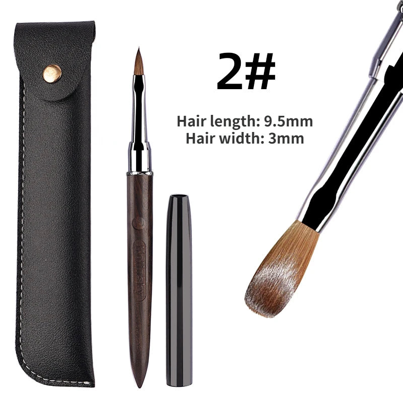 Crimped Kolinsky Nail Brush With Sandalwood Handle
