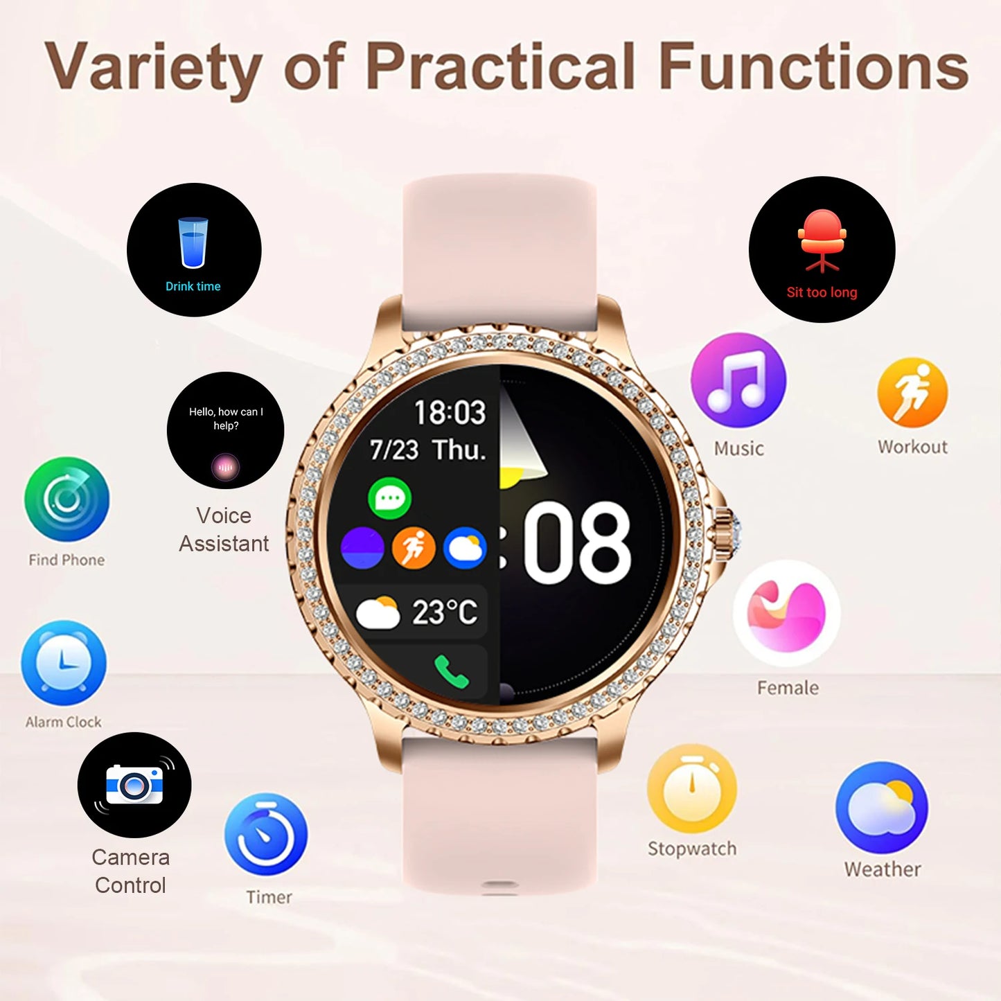 INNOFOVO Women's Smart Watch Fitness Tracker With Wireless Calls