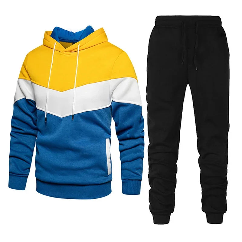 NONECN Men's Sports Hoodie And Pants Set Mandarin Collar Zipper