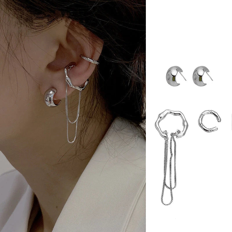 Clip Earrings Star Butterfly Crystal Tassel Zircon Fashion Jewelry