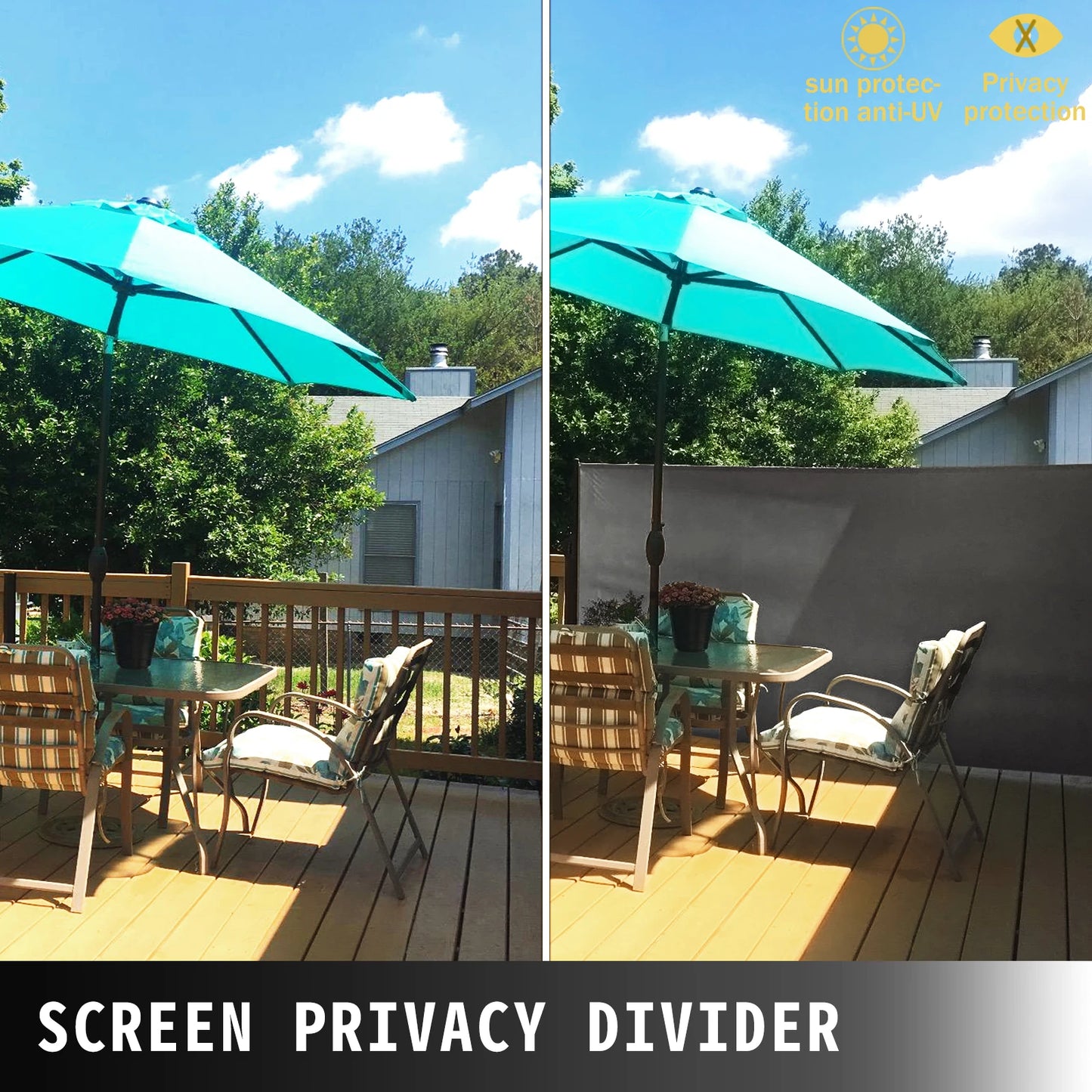 SucceBuy Retractable Side Awning Outdoor Patio Screen Fence Privacy Divider
