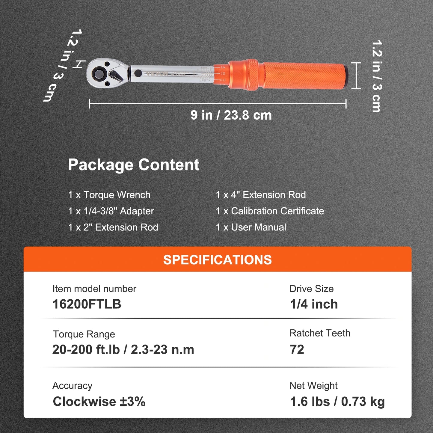 VEVOR Mechanical Torque Wrench Set Precision Pointer Tool