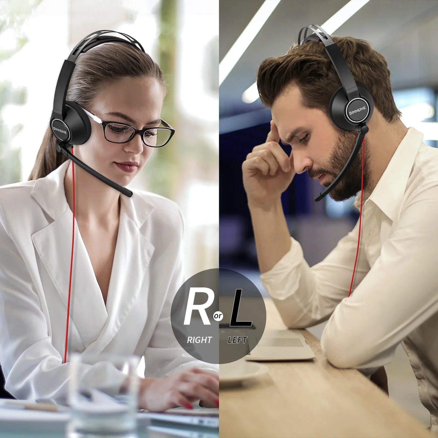 BINNUNE Wired Headset With Microphone For Laptop And Zoom