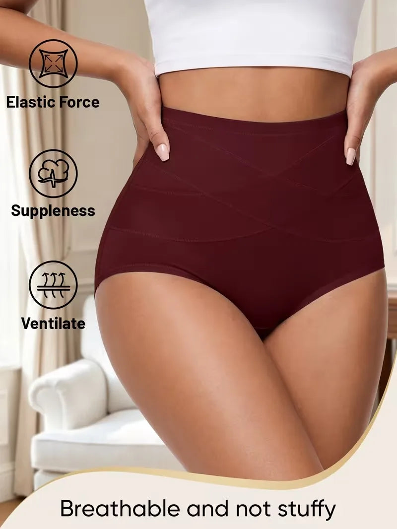High Waist Seamless Women Brief Underwear 8 Pack Plus Size Gentle Tummy Control Waist Hip Shaping Close Fitting Shorts