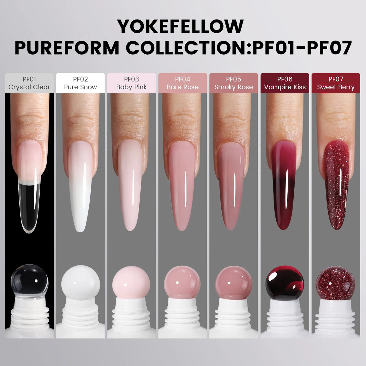 YOKEFELLOW PUREFORM Poly Gel Nai Polish Tpo&Hema Free Pink Red Extension Gel Large Capacity 50g Hard Gel for Starter Nail Art DIY