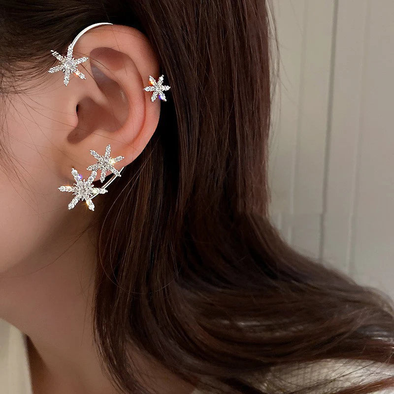 Clip Earrings Star Butterfly Crystal Tassel Zircon Fashion Jewelry